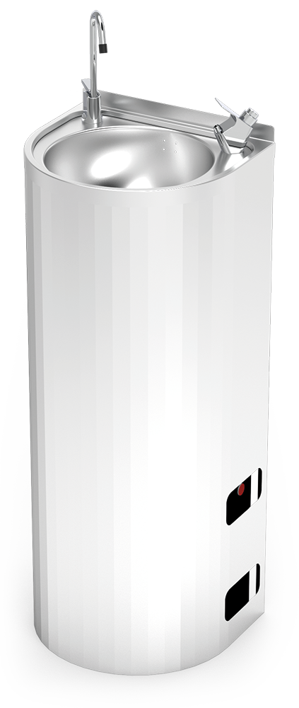 Electronically-operated refrigerated column drinking fountain in stainless steel added to your basket